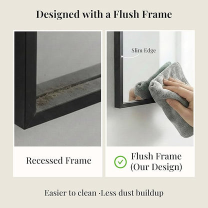 36''x36'' Large Black Square Mirror, Matte Metal Framed Bathroom Vanity Mirror