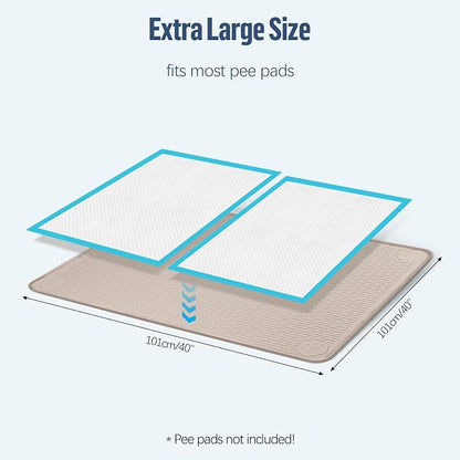 Pee Pad Holder for Dogs 40''x40'' Silicone Puppy Pee Pad Tray, Khaki | Extra Large Dog Potty Tray Leak-Proof, High Edge, No Spill Training Pads for Floor Protection, No Pee Pads