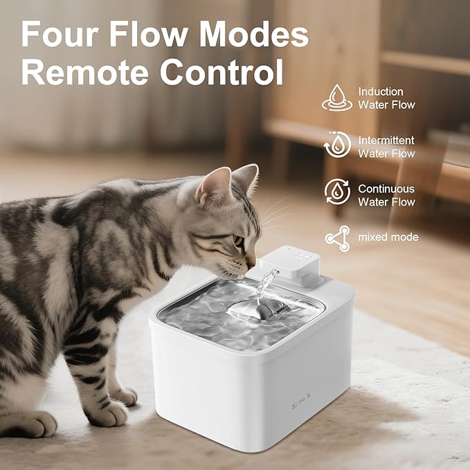 6 Pack Pet Water Fountain Replacement Filters, for 135 oz/4 L Cat Water Fountain Cordless, 6 Months Set of Ultra Quiet Pet Dispenser Stainless Steel, White 6 Count