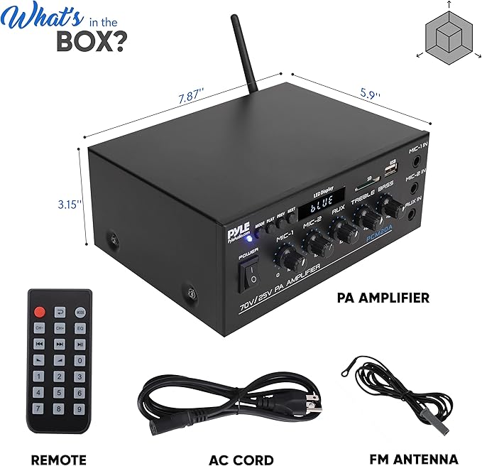 Pyle Compact Mini Home Power Amplifier - 40W Smart Small Audio Stereo Receiver