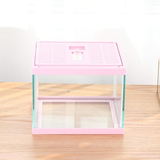 crapelles Reptile Tank Color Pink Spider Terrarium Container Tarantula Box Cage Gecko Habitat Insect Enclosure Frog Carrier Tortoise Snail Container Fish Bowl Hermit Crab House Cricket Breeding Box