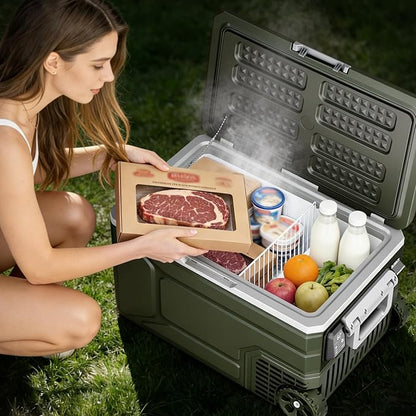 12V Portable Refrigerator, 68 Quart Dual-Voltage 12V/24V DC Car Cooler