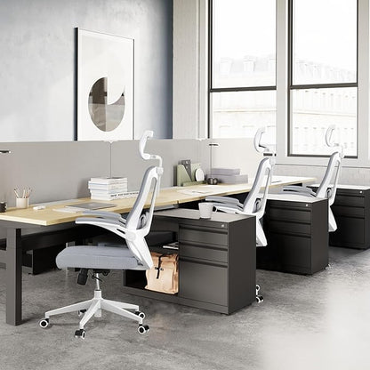 balmstar Office Chair,Ergonomic Comfy Home Desk Chair with 350LBS Capacity,High Back Gaming Chair with Wheels,Mesh Computer Chair,Lumbar Support, Adjustable Headrest,Flip-up Armrest