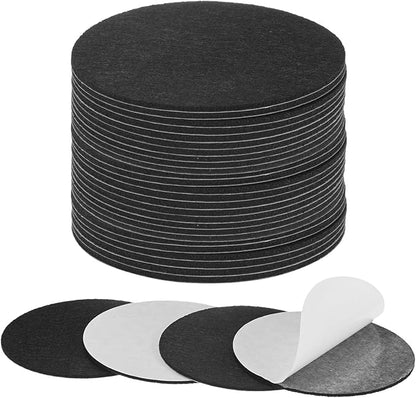 30-Pack Lamp Base Felt, 4 Inch Dia. 2mm Thick Self Adhesive Round Fabric Felt Pads for Lamp/Furniture/DIY, Non-Slip Fiber Backed Patch Circles with Adhesive Backing [Black]
