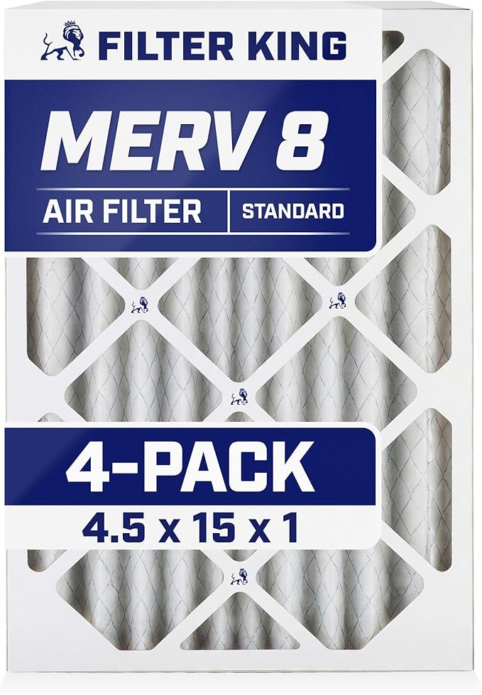 Filter King 4.5x15x1 Air Filter | 4-PACK | MERV 8 HVAC Pleated A/C Furnace