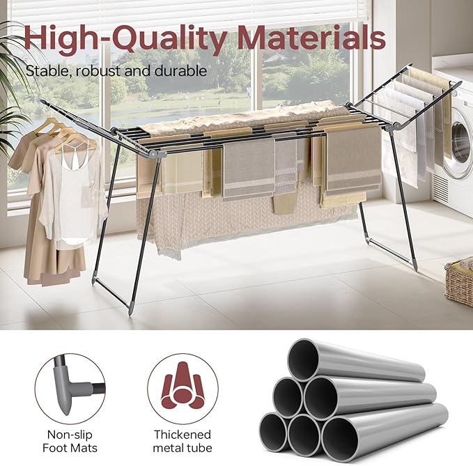APEXCHASER Clothes Drying Rack Foldable, Large Drying Rack