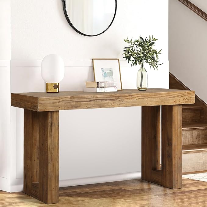 Reclaimed Solid Wood Console Table, 59" Long Farmhouse Entryway Table, Rectangular Couch Tables Behind Sofa, Accent Tables for Hallway, Entrance, Foyer, Living Room