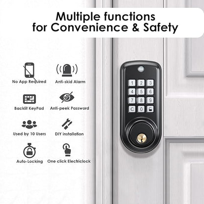 Smart Lock, Keyless Entry Door Lock, Password Mechanical Key 2 Unlocking