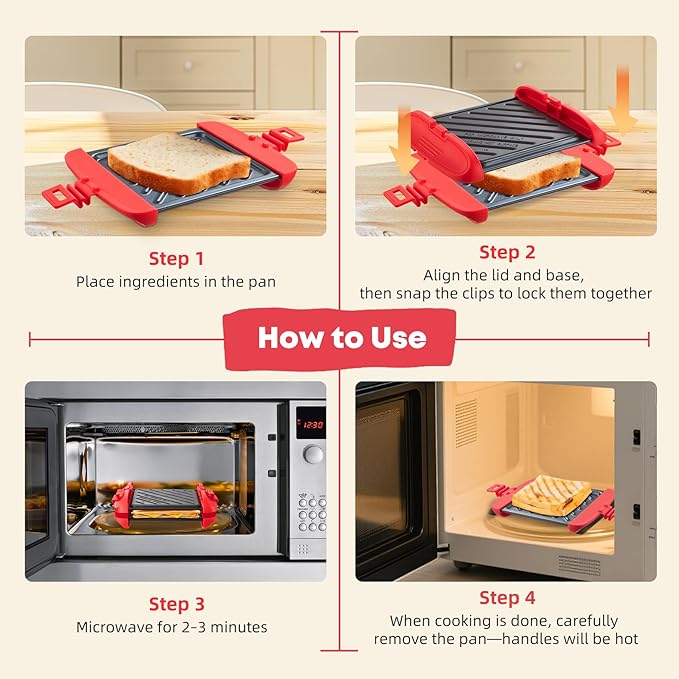 Microwave Sandwich Maker, Microwave Toastie Maker, Snack Maker & Panini Press