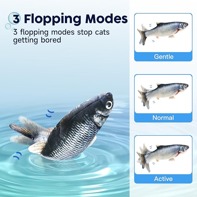 Potaroma Cat Toys Flopping Fish with Catnip, Moving Kitten Kicker, Floppy Wiggle Carp for Small Dogs, Interactive Motion Kitty Exercise, 10.5 Inches
