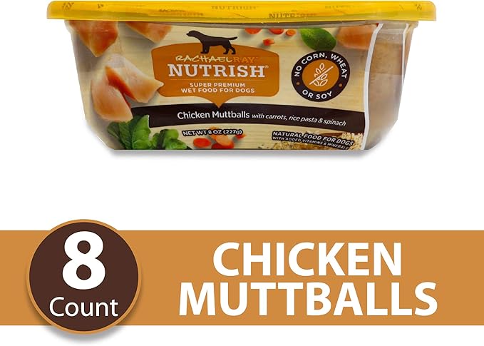 Nutrish Rachael Ray Wet Dog Food Chicken Muttballs, 8 oz. Tub, 8 Count