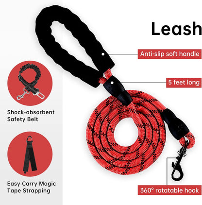IVY&LANE No Pull Dog Harness with Leash Set, Reflective No Choke Pet Vest,Adjustable Oxford Dog Vest Harness with Easy Control Handle for Medium Lagre Dogs (Checkered Red,M)
