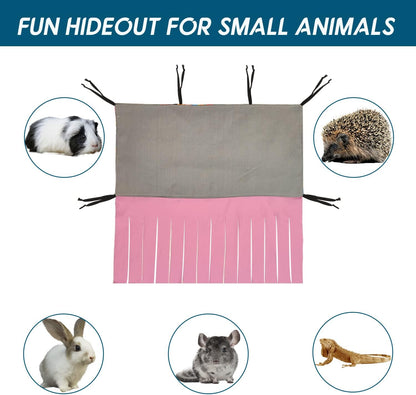 RIOUSSI Guinea Pig Hideout Hideaway Corner Fleece Toys Cage Accessories with Reversible Sides, Heart/Gray+Pink, 27"x14"x14"