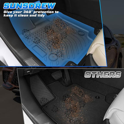 Sunsdrew All Weather Floor Mats for Mercedes Benz GLC 300 / GLC 43 AMG 2023-2025 2026 Accessories TPE Rubber Car Mats Heavy Duty Raised Edge