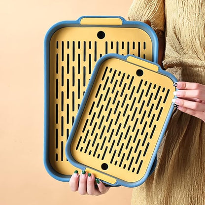 Gigicloud Rabbit Litter Box with Grate, 10.5 x 7.2 Inch Guinea Pig Litter Pan Anti-turnover Pet Toilet Potty Trainer Corner Guinea Pig Training Pan Cage with Toilet Tray For Rabbit Chinchilla Guinea