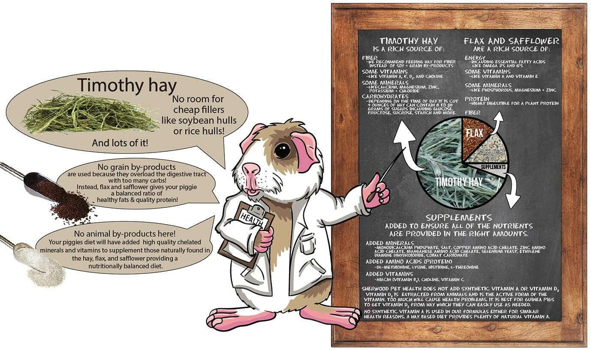 Sherwood Pet Health Adult Guinea Pig Food Measured Timothy Pellet (10 Pound) Hay-Based, Grain-Free, Soy-Free for Better Digestion