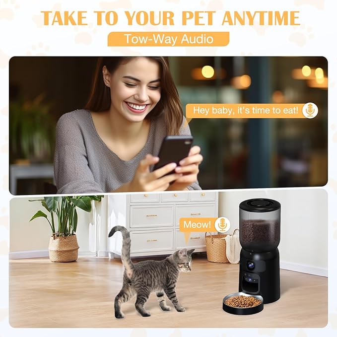 Automatic Cat Feeder with 2K Dual HD Cameras, 2.4/5G WiFi 6L Feeder, Pet Feeder