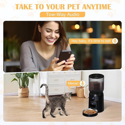 Automatic Cat Feeder with 2K Dual HD Cameras, 2.4/5G WiFi 6L Feeder, Pet Feeder