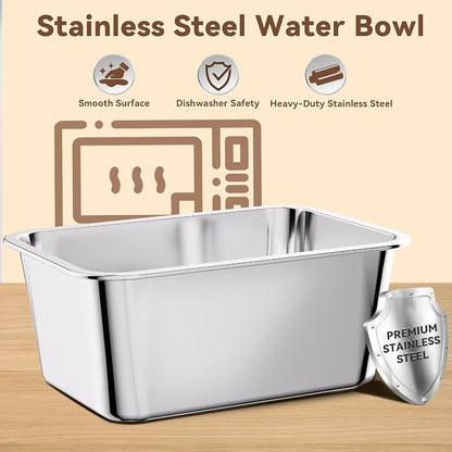 10L No Spill Dog Water Bowl Stainless Steel for Messy Drinkers | Large Capacity Slobber Stopper, Slow Drinking Anti Splash Design, XXL Silicone Mat, For Large Dogs & Multi-pet Homes, Grey