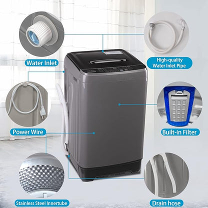 Anukis Fully Automatic Washing Machine, 13 lbs Capacity Compact Laundry Washer