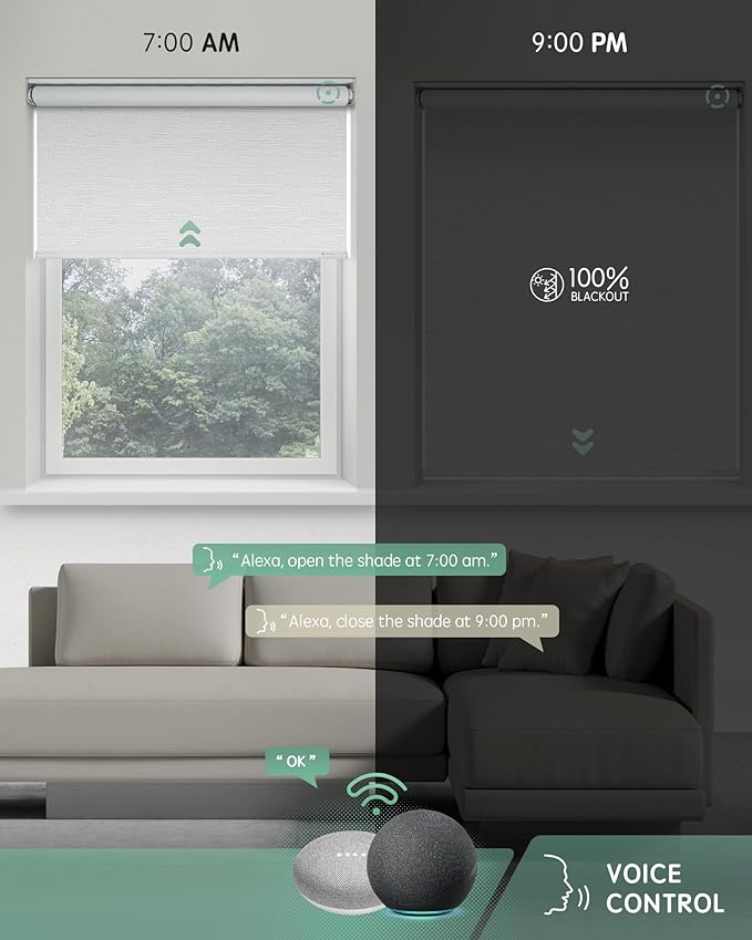 Yoolax Motorized Blinds with Remote, Automatic Window Blinds Compatible with