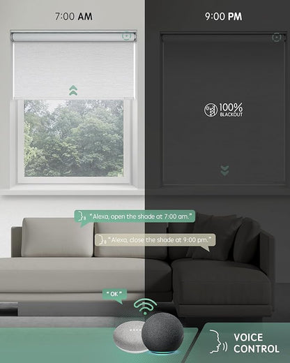 Yoolax Motorized Blinds with Remote, Automatic Window Blinds Compatible with