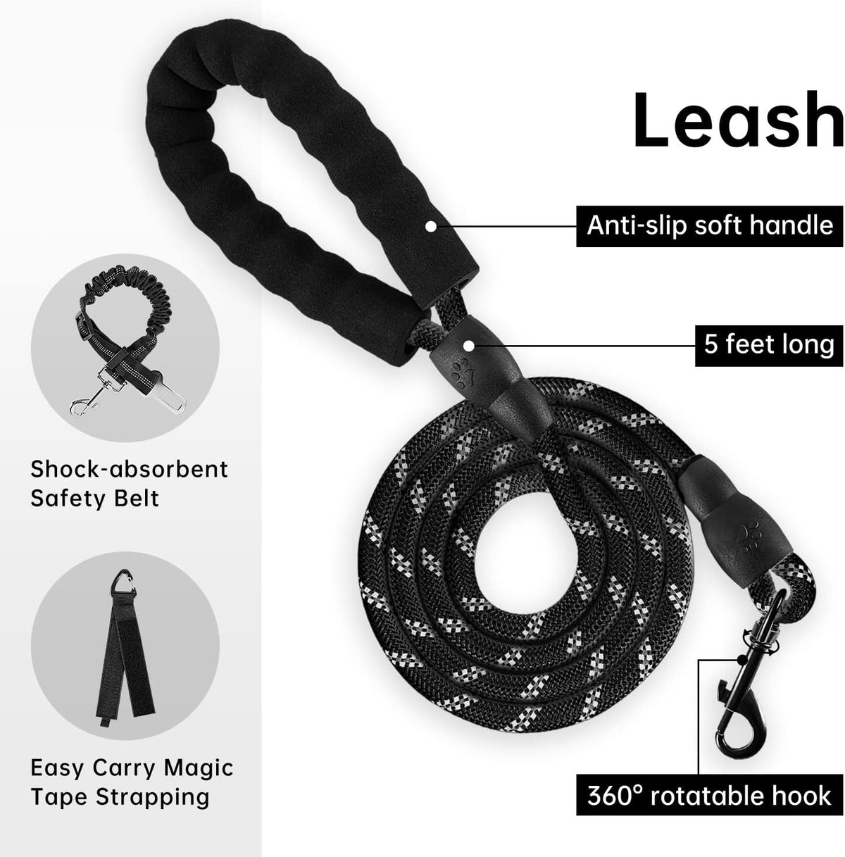 IVY&LANE No Pull Dog Harness with Leash Set, Reflective No Choke Pet Vest,Adjustable Oxford Dog Vest Harness with Easy Control Handle for Large Dogs (Checkered Black,XL)