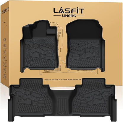 LASFIT Floor Mats for Toyota Tundra 2014-2021 Double Cab (Not Fit CrewMax or Regular Cab), Custom Fit All Weather Protection TPE Easy Clean Odorless Floor Liners for Tundra Front&Rear 2 Row Car Mats