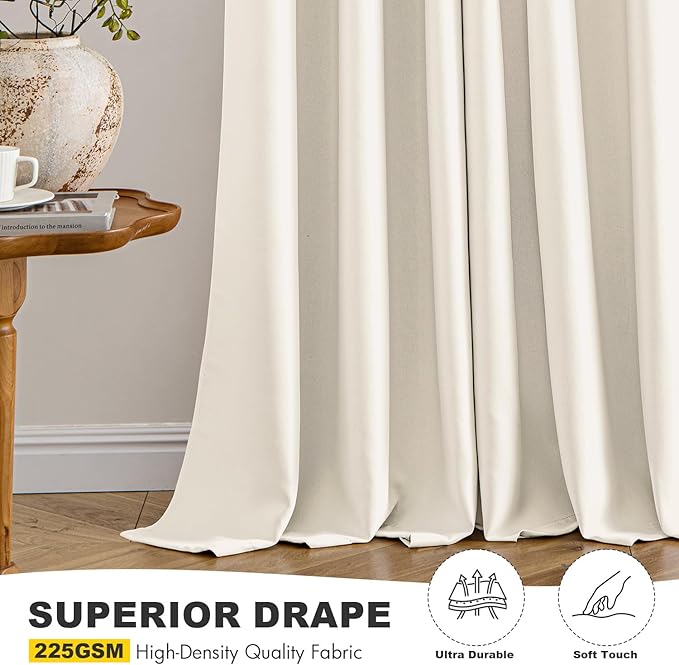MIULEE Beige White Blackout Curtains