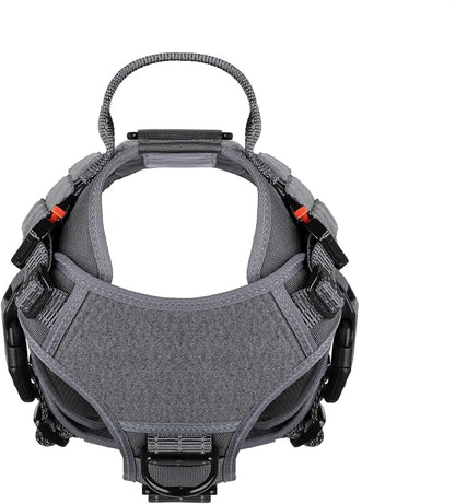 ICEFANG Tactical Dog Harness for Medium Dogs,Reflective No Pull Dog Vest | with Control Handle,Adjustable,Front Hook,2 Leash Clips,Soft Padded,MOLLE Panel,Grey,Medium
