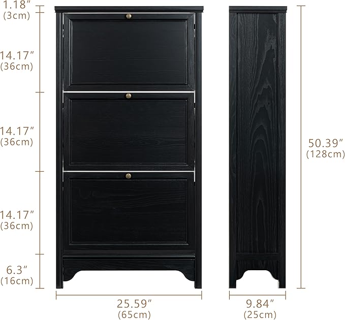 Chogori 3-Tier Shoe Cabinet – Solid Wood Entryway Shoe Storage Organizer