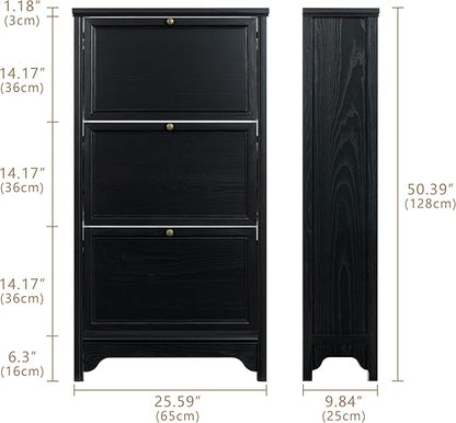 Chogori 3-Tier Shoe Cabinet – Solid Wood Entryway Shoe Storage Organizer