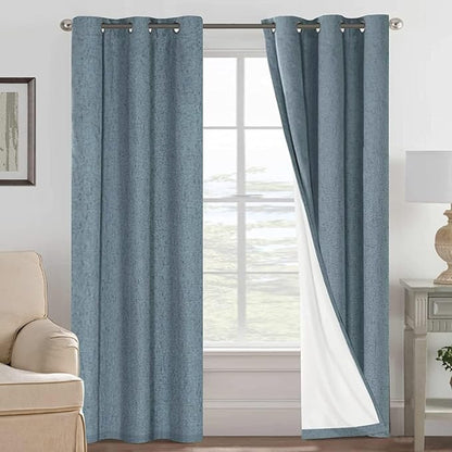 H.VERSAILTEX Primitive Linen Curtains 100% Blackout Curtain Drapes Burlap