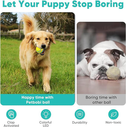 Petbobi Active Rolling Ball for Dogs - 2025 New Upgrade 2 Modes Interactive Dog Toys, USB Rechargeable Motion Activated Self Moving, Durable Pet Ball for Small Medium Large Breeds, LED Light, Yellow