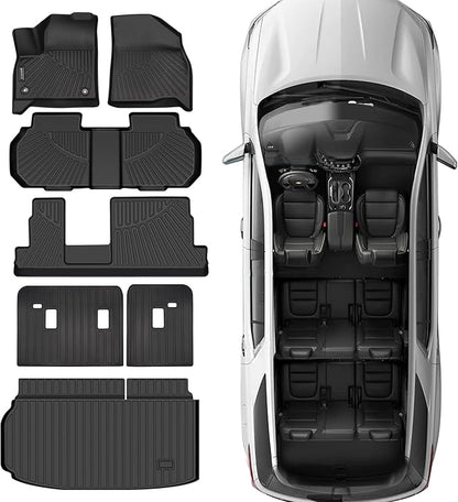 Floor Mats Fit for 2024 2025 2026 Chevrolet Traverse 8 Seats (Bench Seats), 3 Row Floor Mats & Backrest mats & Trunk mat for Chevy Traverse Accessories