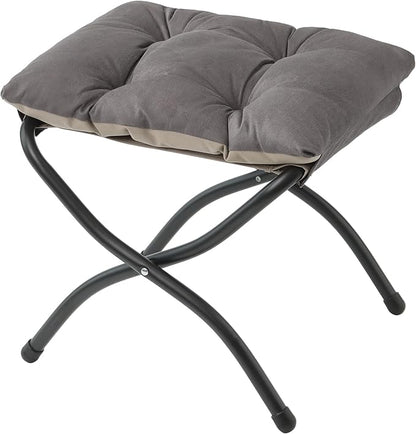 Mordchil HF 15"(H) Folding Ottoman, Foldable Footrest Stool, Portable Small Foot Stool for Couch, Collapsible Foot Rest Ottoman for Sofa, Accent Padded Ottomans for Living Room, Bedroom, Dark Coffee