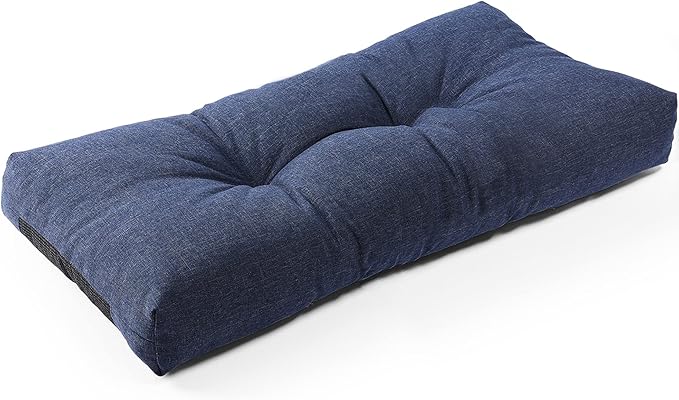 SUNROX LokGrip Non Slip Tufted Memory Foam Bench Cushion, FadeShield Water Resistant Durable Thicken Outdoor/Indoor Bench Seat Pads 27x12x4 inch, Heather Indigo