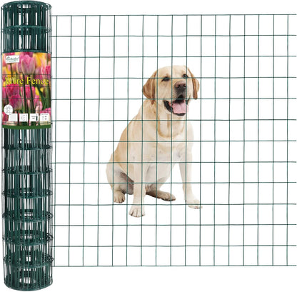 Green PVC Coated Welded Wire Fence 36 Inch x 25 Foot, 2 Inch x 3 Inch 16GA, Garden Border Fencing Roll Vinyl Coating Metal Wire Mesh for Yard Vegetable Plant Protection Poultry Netting