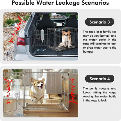 Vannon Dog Water Dispenser for Cage, 20oz Auto Feeding Crate Water Bottle for Dogs, Cats & Rabbits, Pet Nozzle Diameter: 12mm, BPA Free, Grey