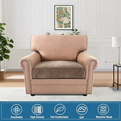 H.VERSAILTEX Stretch Couch Cushion Cover Slipcovers for Couches and Sofas Stretch Chenille Chair Slipcovers Thick Soft Cushion Protector Slipcovers(1 Seater Armchair Cushion Cover,Taupe)