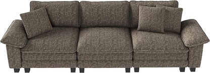 MIXPATIO 123" Cloud Modular Sectional Sofa, 3-Seater w/Deep Seat & Removable Arms, Plush Chenille for Living Room - Smoky Gray