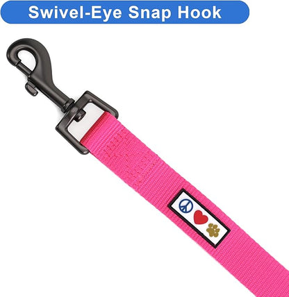 Pawtitas Personalized Dog Leash - Embroidered Customize Leash with Your Pet Name & Phone Number - 6 ft Long, Extra Small, Pink, Custom Engraved Name
