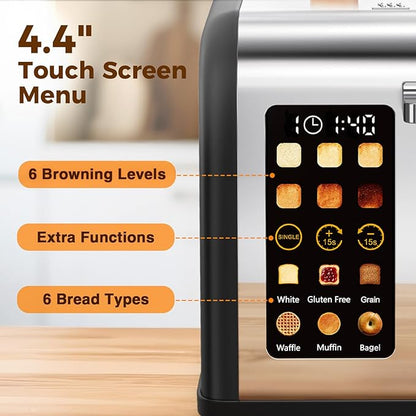 2 Slice Easy Touch Screen Toaster, Stainless Steel Toaster