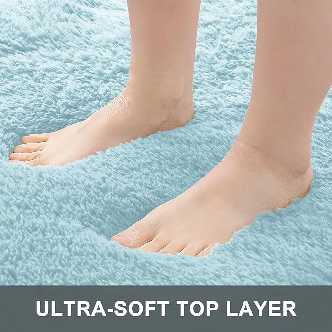 OLANLY 5x7 Machine Washable Large Area Rugs for Living Room, Bedroom, Soft Fluffy Shaggy Bedside Rug, Indoor Floor Carpet for Kids Girls and Boys, Dorms, Nursery, Home Decor Aesthetic, Light Bluey