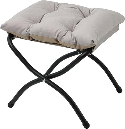 Mordchil HF 15"(H) Folding Ottoman, Foldable Footrest Stool, Portable Small Foot Stool for Couch, Collapsible Foot Rest Ottoman for Sofa, Accent Padded Ottomans for Home, Living Room, Light Grey