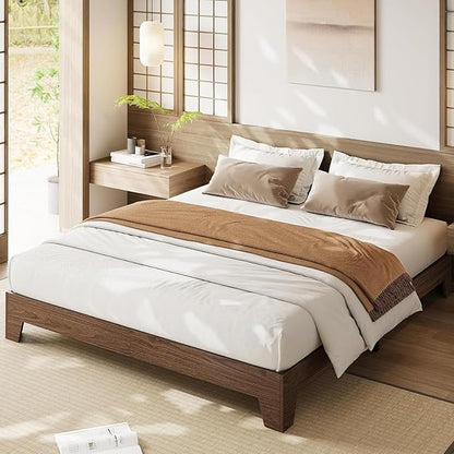 Garvee Wood Platform Bed Frame, King Size Bed Frame, Wood Slat Support, No Box Spring Needed, Easy Assembly, Noise-Free Design, Underbed Space for Storage