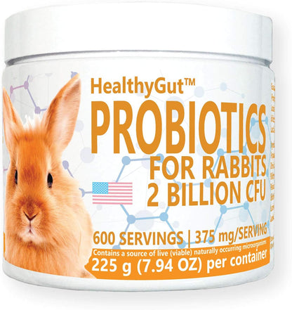 HealthyGut™ Probiotics for Rabbits Dietary Supplement, All-Natural Digestive System Formula (600 Servings)