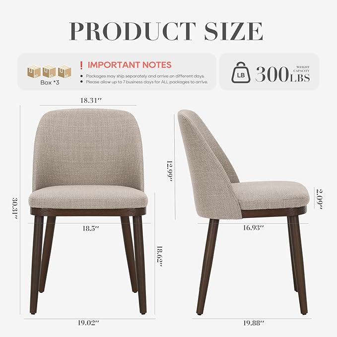 COLAMY Upholstered Dining Chairs Set of 6, Modern Kitchen Chairs with Back, Fabric Side Dining Room Chairs with Wood Legs for Kitchen Dining Room Restaurant, Camel