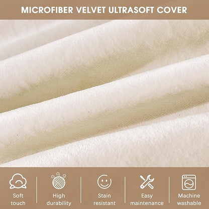 Bean Bag Chairs for Adults - Memory Foam Furniture BeanBag Chair - Kids/Teens Sofa with Soft Micro Fiber Cover - Round Fluffy Couch for Living Room Bedroom College Dorm - 3 ft, Ivory