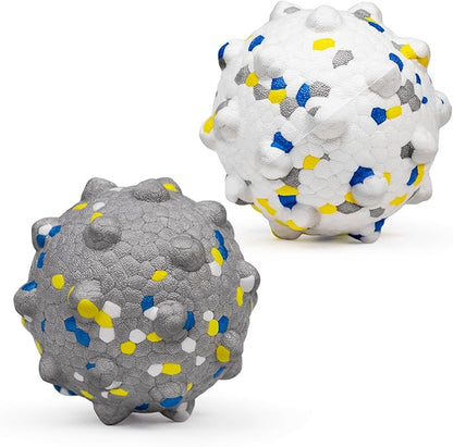 Dog Tennis Balls for Aggressive Chewers, Indestructible Durable Bouncy Interactive Toy for Dogs Fetch Game Lightweight Floating Outdoor Training(White+Grey Large)